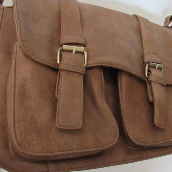 SOXO Accessories Vintage Satchel Camel Leather Messenger Bag 4lap